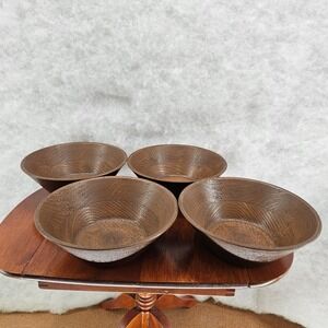 Thermo Serv Anoka Minnesota Faux Wood Grain Bowls Set of 4 MCM‎ Vtg West Bend